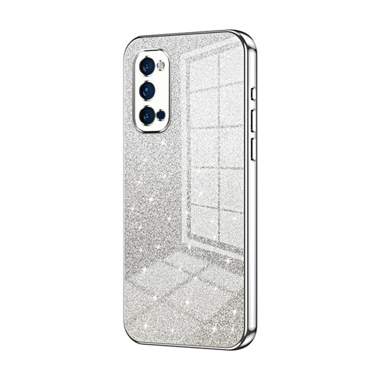 For OPPO Reno4 Pro Gradient Glitter Powder Electroplated Phone Case(Silver) - OPPO Cases by buy2fix | Online Shopping UK | buy2fix