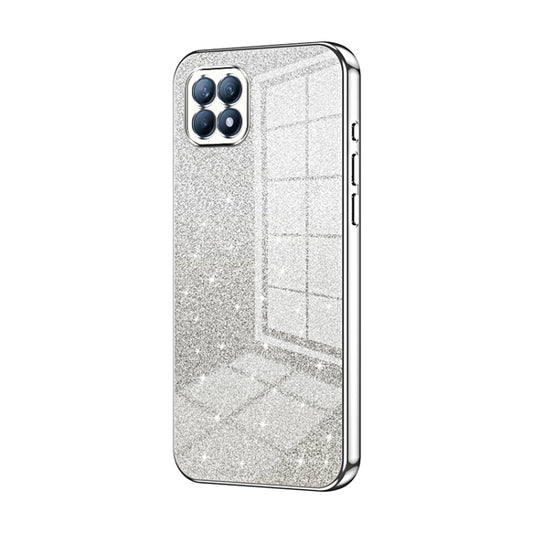 For OPPO Reno4 SE Gradient Glitter Powder Electroplated Phone Case(Silver) - OPPO Cases by buy2fix | Online Shopping UK | buy2fix