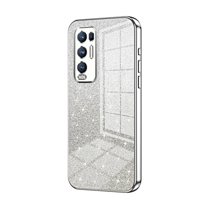 For OPPO Reno5 Pro+ Gradient Glitter Powder Electroplated Phone Case(Silver) by buy2fix
