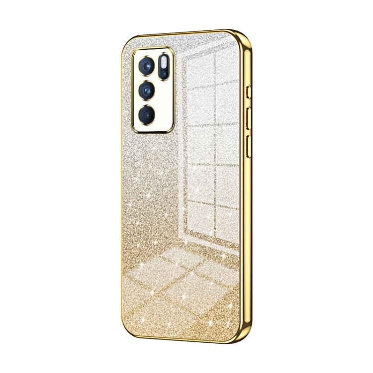 For OPPO Reno6 Pro Indian  Gradient Glitter Powder Electroplated Phone Case(Gold) - OPPO Cases by buy2fix | Online Shopping UK | buy2fix