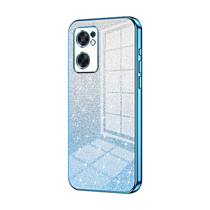 For OPPO Reno7 SE Gradient Glitter Powder Electroplated Phone Case(Blue) - OPPO Cases by buy2fix | Online Shopping UK | buy2fix