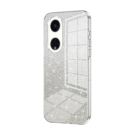 For OPPO Reno8 T 5G Gradient Glitter Powder Electroplated Phone Case(Transparent)