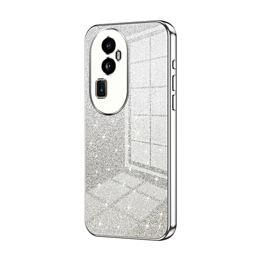 For OPPO Reno10 Pro+ Gradient Glitter Powder Electroplated Phone Case(Silver) - OPPO Cases by buy2fix | Online Shopping UK | buy2fix
