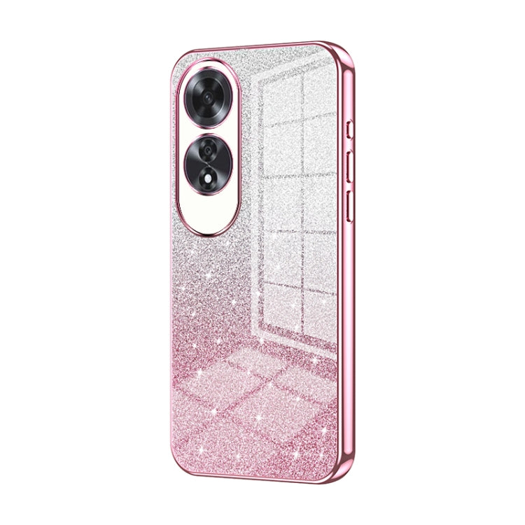 For OPPO A60 Gradient Glitter Powder Electroplated Phone Case(Pink) by buy2fix