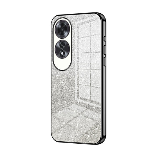 For OPPO A60 Gradient Glitter Powder Electroplated Phone Case(Black)