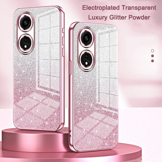 For OPPO Reno10 Pro+ Gradient Glitter Powder Electroplated Phone Case(Pink) by buy2fix