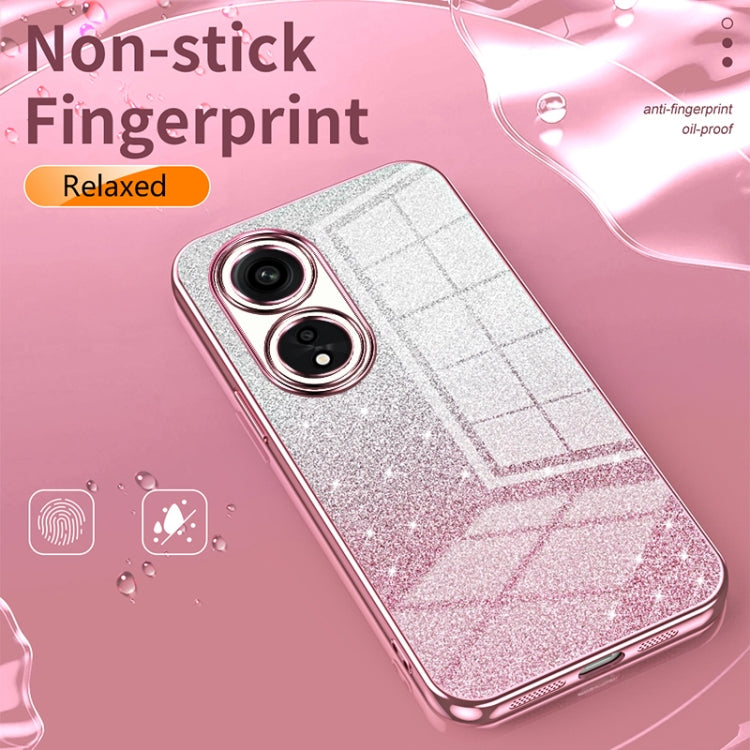 For OPPO A2m Gradient Glitter Powder Electroplated Phone Case(Silver) - OPPO Cases by buy2fix | Online Shopping UK | buy2fix