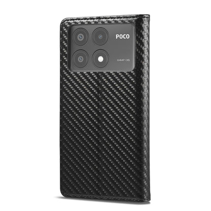 For Xiaomi Poco X6 Pro 5G LC.IMEEKE Carbon Fiber Texture Flip Leather Phone Case(Vertical Black) - Xiaomi Cases by LC.IMEEKE | Online Shopping UK | buy2fix