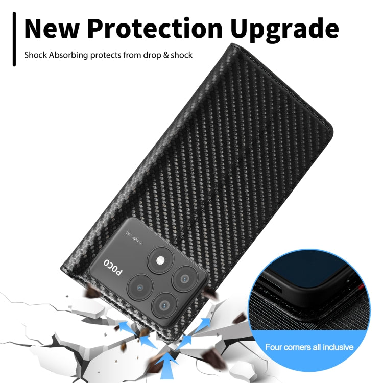 For Xiaomi Poco X6 Pro 5G LC.IMEEKE Carbon Fiber Texture Flip Leather Phone Case(Vertical Black) - Xiaomi Cases by LC.IMEEKE | Online Shopping UK | buy2fix