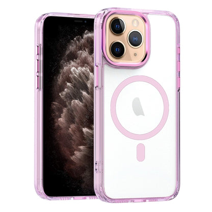 For iPhone 11 Pro Max MagSafe Magnetic Clear Phone Case(Pink) - iPhone 11 Pro Max Cases by buy2fix | Online Shopping UK | buy2fix