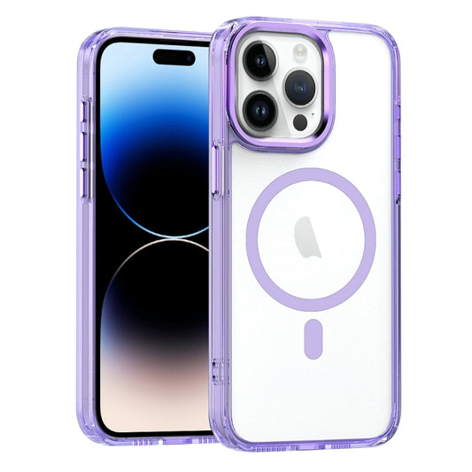 For iPhone 14 Pro Max MagSafe Magnetic Clear Phone Case(Purple) - iPhone 14 Pro Max Cases by buy2fix | Online Shopping UK | buy2fix