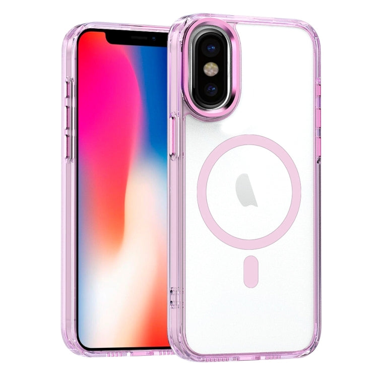 For iPhone XS / X MagSafe Magnetic Clear Phone Case(Pink) - More iPhone Cases by buy2fix | Online Shopping UK | buy2fix