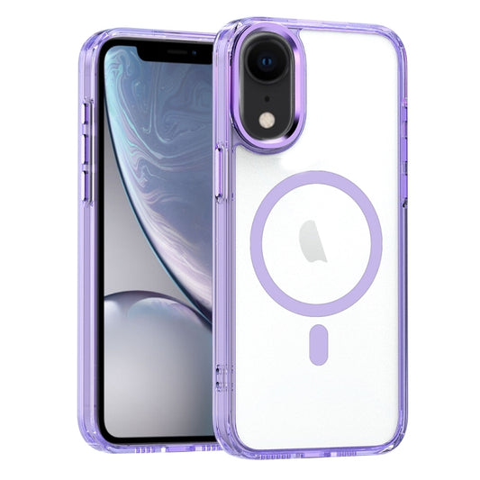 For iPhone XR MagSafe Magnetic Clear Phone Case(Purple) - More iPhone Cases by buy2fix | Online Shopping UK | buy2fix