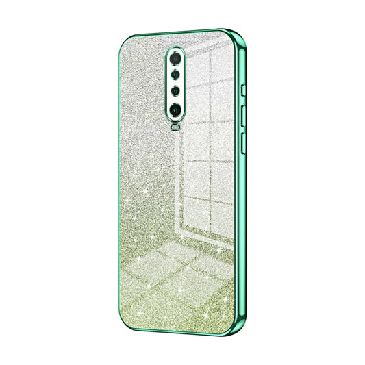 For Xiaomi Redmi K30 / K30 5G Gradient Glitter Powder Electroplated Phone Case(Green) - Xiaomi Cases by buy2fix | Online Shopping UK | buy2fix