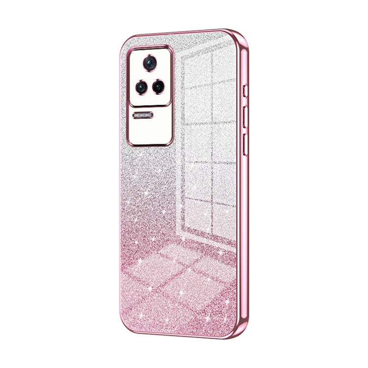 For Xiaomi Redmi K40S / Poco F4 Gradient Glitter Powder Electroplated Phone Case(Pink) - Xiaomi Cases by buy2fix | Online Shopping UK | buy2fix