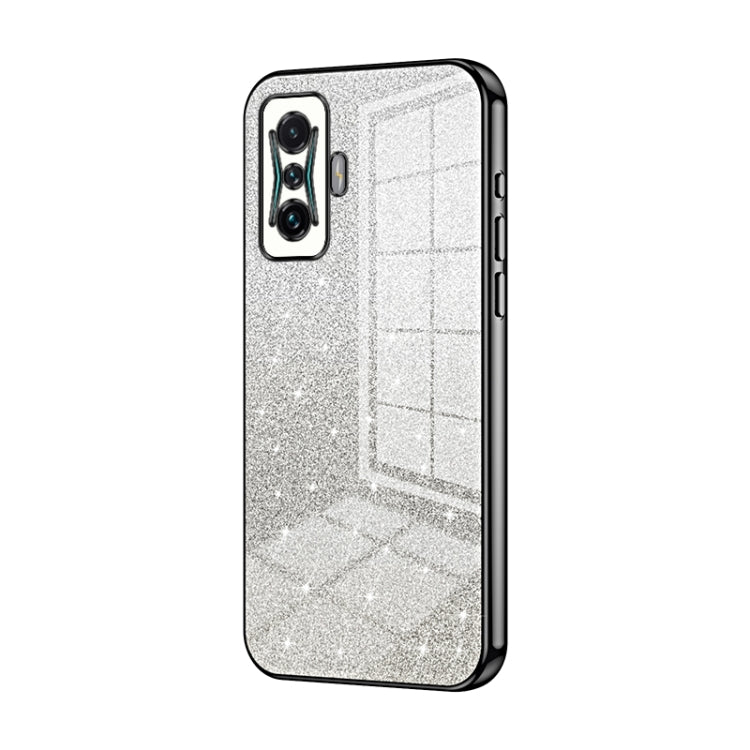 For Xiaomi Redmi K50 Gaming / Poco F4 GT Gradient Glitter Powder Electroplated Phone Case(Black) - Xiaomi Cases by buy2fix | Online Shopping UK | buy2fix