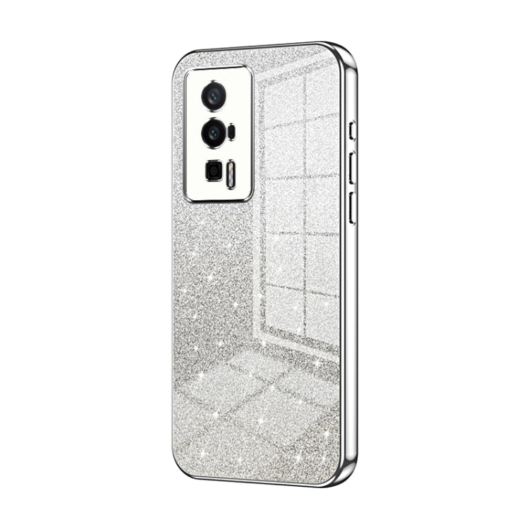 For Xiaomi Redmi K60 / K60 Pro Gradient Glitter Powder Electroplated Phone Case(Silver) - Xiaomi Cases by buy2fix | Online Shopping UK | buy2fix