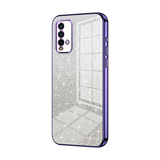 For Xiaomi Redmi Note 9 4G Gradient Glitter Powder Electroplated Phone Case(Purple) - Xiaomi Cases by buy2fix | Online Shopping UK | buy2fix