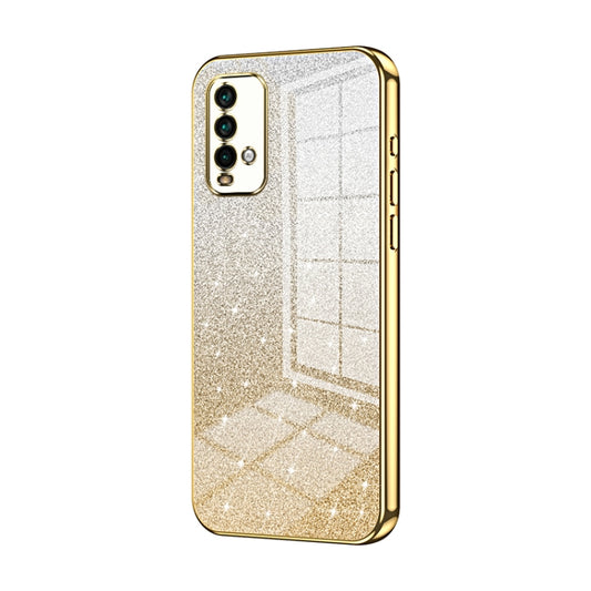 For Xiaomi Redmi Note 9 4G Gradient Glitter Powder Electroplated Phone Case(Gold) - Xiaomi Cases by buy2fix | Online Shopping UK | buy2fix