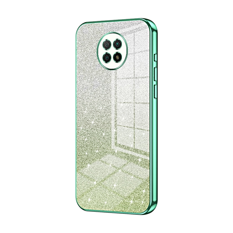 For Xiaomi Redmi Note 9 5G / Note 9T Gradient Glitter Powder Electroplated Phone Case(Green) - Xiaomi Cases by buy2fix | Online Shopping UK | buy2fix