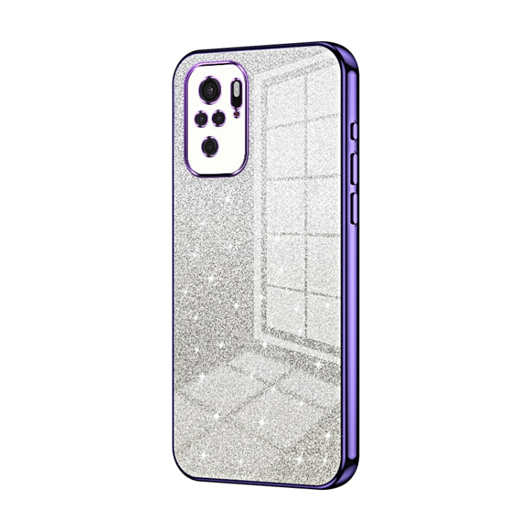 For Xiaomi Redmi Note 10/Note 10S Gradient Glitter Powder Electroplated Phone Case(Purple) - Xiaomi Cases by buy2fix | Online Shopping UK | buy2fix