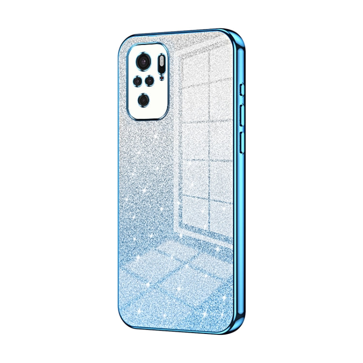 For Xiaomi Redmi Note 10/Note 10S Gradient Glitter Powder Electroplated Phone Case(Blue) - Xiaomi Cases by buy2fix | Online Shopping UK | buy2fix