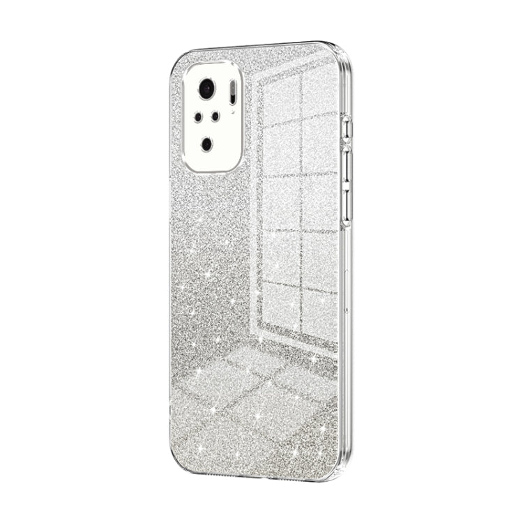 For Xiaomi Redmi Note 10/Note 10S Gradient Glitter Powder Electroplated Phone Case(Transparent) - Xiaomi Cases by buy2fix | Online Shopping UK | buy2fix