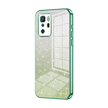 For Xiaomi Redmi Note 10 Pro 5G/Poco X3 GT Gradient Glitter Powder Electroplated Phone Case(Green) - Xiaomi Cases by buy2fix | Online Shopping UK | buy2fix