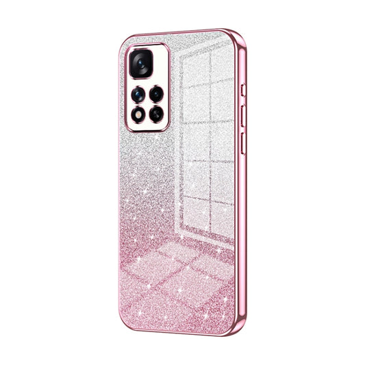 For Xiaomi Redmi Note 11 Pro+ 5G Gradient Glitter Powder Electroplated Phone Case(Pink) - Xiaomi Cases by buy2fix | Online Shopping UK | buy2fix