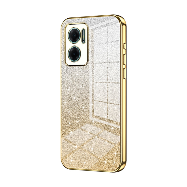 For Xiaomi Redmi Note 11E / Redmi 10 5G Gradient Glitter Powder Electroplated Phone Case(Gold) - Xiaomi Cases by buy2fix | Online Shopping UK | buy2fix