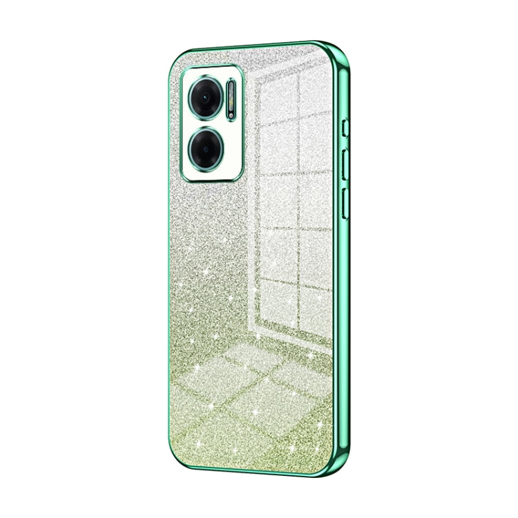 For Xiaomi Redmi Note 11E / Redmi 10 5G Gradient Glitter Powder Electroplated Phone Case(Green) - Xiaomi Cases by buy2fix | Online Shopping UK | buy2fix