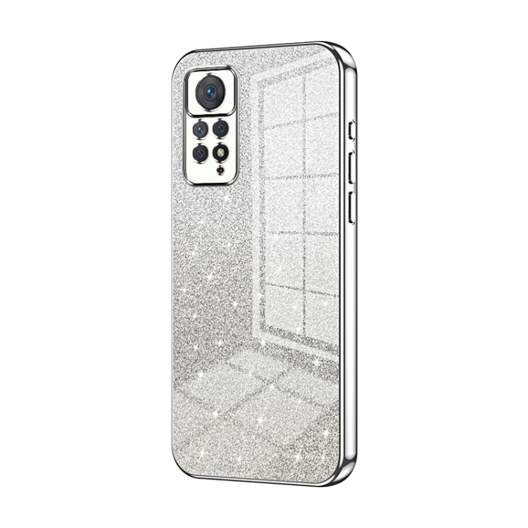 For Xiaomi Redmi Note 11 Pro 4G/5G Global Gradient Glitter Powder Electroplated Phone Case(Silver) - Xiaomi Cases by buy2fix | Online Shopping UK | buy2fix