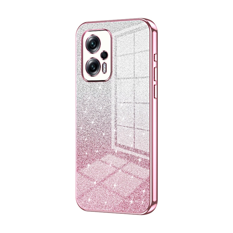 For Xiaomi Redmi Note 11T Pro/Poco X4 GT Gradient Glitter Powder Electroplated Phone Case(Pink) - Xiaomi Cases by buy2fix | Online Shopping UK | buy2fix