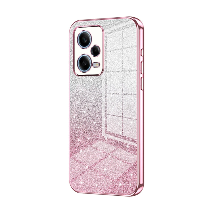 For Xiaomi Redmi Note 12 Pro 5G Gradient Glitter Powder Electroplated Phone Case(Pink) - Xiaomi Cases by buy2fix | Online Shopping UK | buy2fix