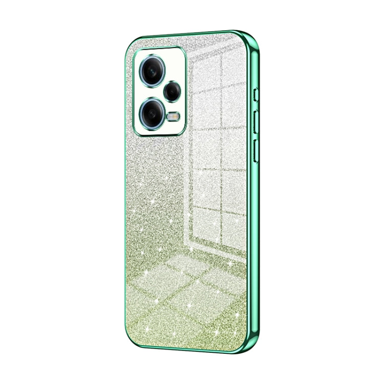 For Xiaomi Redmi Note 12 Pro 5G Gradient Glitter Powder Electroplated Phone Case(Green) - Xiaomi Cases by buy2fix | Online Shopping UK | buy2fix