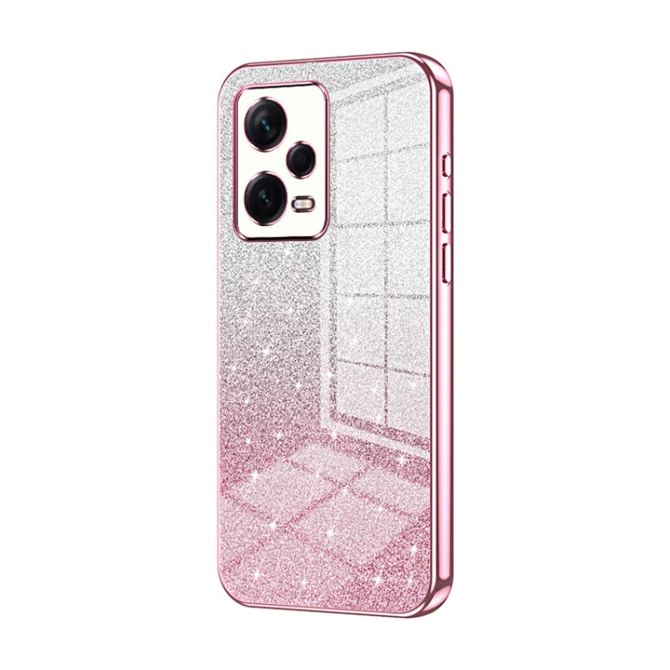 For Xiaomi Redmi Note 12 Pro+  Gradient Glitter Powder Electroplated Phone Case(Pink) - Xiaomi Cases by buy2fix | Online Shopping UK | buy2fix