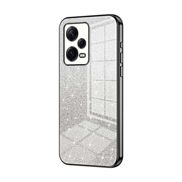 For Xiaomi Redmi Note 12 Pro+  Gradient Glitter Powder Electroplated Phone Case(Black) - Xiaomi Cases by buy2fix | Online Shopping UK | buy2fix