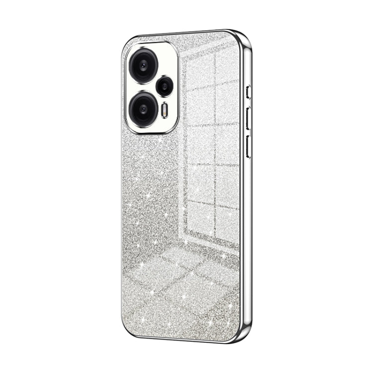 For Xiaomi Redmi Note 12 Turbo/Poco F5 Gradient Glitter Powder Electroplated Phone Case(Silver) - Xiaomi Cases by buy2fix | Online Shopping UK | buy2fix