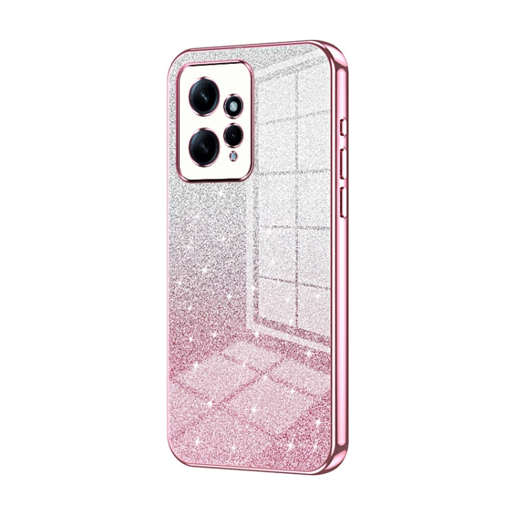 For Xiaomi Redmi Note 12 4G Gradient Glitter Powder Electroplated Phone Case(Pink) - Xiaomi Cases by buy2fix | Online Shopping UK | buy2fix