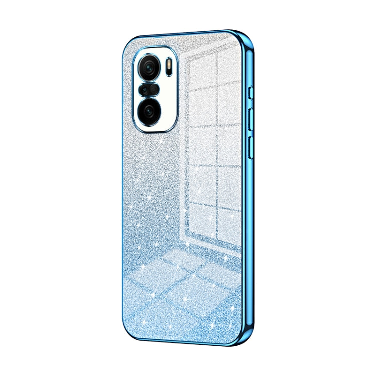 For Xiaomi Redmi K40 / K40 Pro / K40 Pro+ Gradient Glitter Powder Electroplated Phone Case(Blue) - Xiaomi Cases by buy2fix | Online Shopping UK | buy2fix