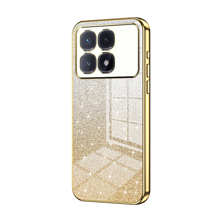 For Redmi K70 Ultra Gradient Glitter Powder Electroplated Phone Case(Gold) by buy2fix