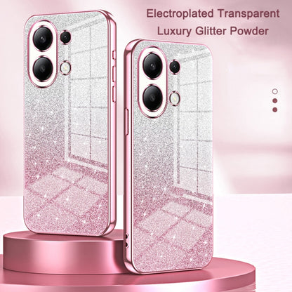 For Xiaomi Redmi Note 9 4G Gradient Glitter Powder Electroplated Phone Case(Pink) - Xiaomi Cases by buy2fix | Online Shopping UK | buy2fix