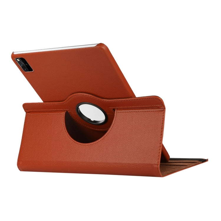 For Lenovo Tab M11 / Xiaoxin Pad 11 2024 360 Degree Rotation Litchi Texture Leather Tablet Case(Brown) - Lenovo by buy2fix | Online Shopping UK | buy2fix