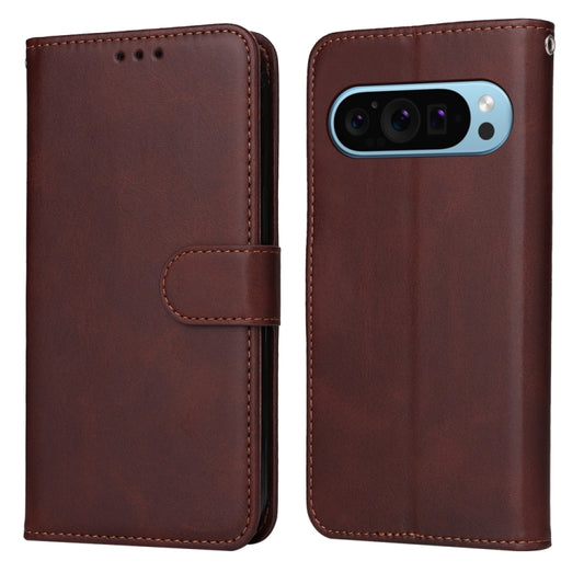 For Google Pixel 9 Classic Calf Texture Flip Leather Phone Case(Brown) - Google Cases by buy2fix | Online Shopping UK | buy2fix