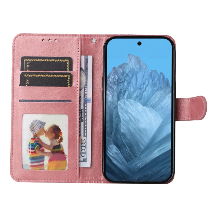 For Google Pixel 9 Classic Calf Texture Flip Leather Phone Case(Rose Gold) - Google Cases by buy2fix | Online Shopping UK | buy2fix