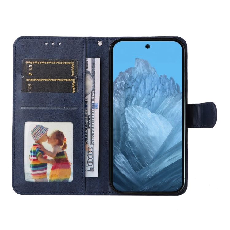 For Google Pixel 9 Classic Calf Texture Flip Leather Phone Case(Blue) - Google Cases by buy2fix | Online Shopping UK | buy2fix