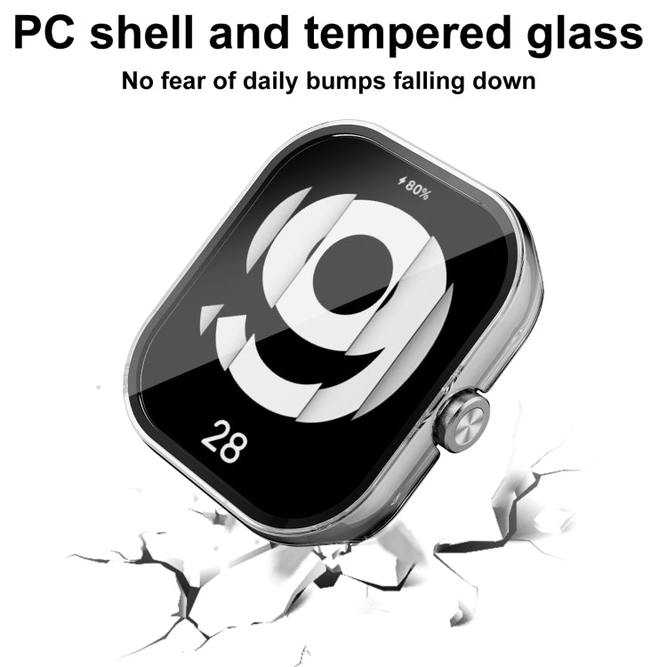 For Redmi Watch 4 PC + Tempered Glass Integrated Watch Protective Case(Black) - Watch Cases by buy2fix | Online Shopping UK | buy2fix