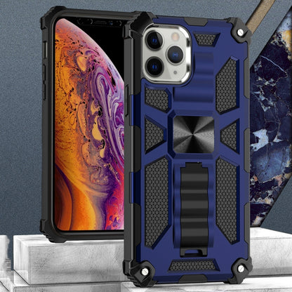 For iPhone 12 / 12 Pro Armor Shockproof TPU + PC Magnetic Protective Case with Holder(Blue) by buy2fix