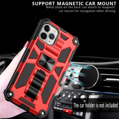For iPhone 12 / 12 Pro Armor Shockproof TPU + PC Magnetic Protective Case with Holder(Blue) by buy2fix