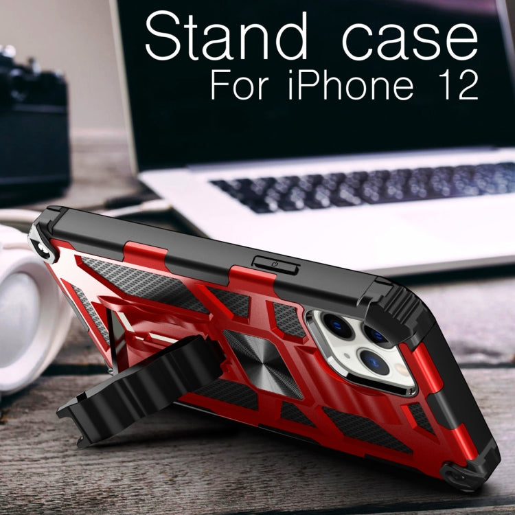 For iPhone 12 Pro Max Armor Shockproof TPU + PC Magnetic Protective Case with Holder(Black) by buy2fix